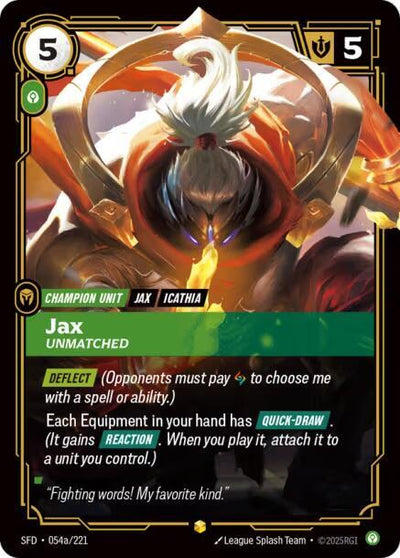 Jax - Unmatched (Alternate Art) Showcase Spiritforged 054a/221 NM