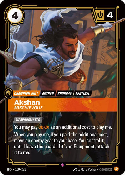 Akshan - Mischievous Rare Spiritforged 109/221 NM