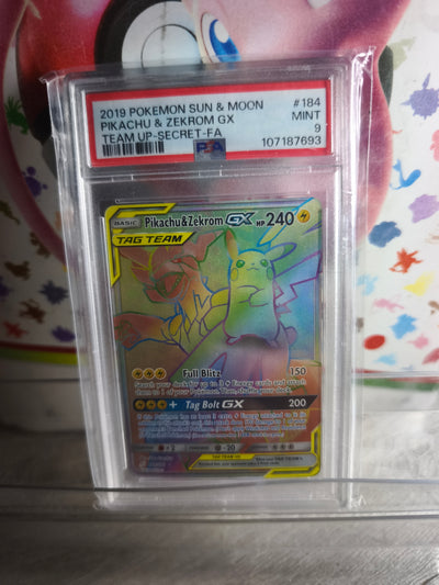PSA 9 Pikachu And Zekrom GX Tag team 184/181 Pokemon TCG Team Up