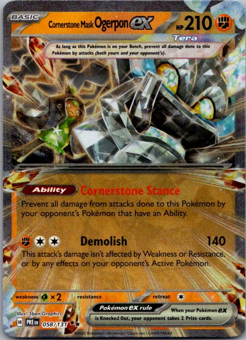 Cornerstone Mask Ogerpon ex Double Rare SV: Prismatic Evolutions 058/131 NM