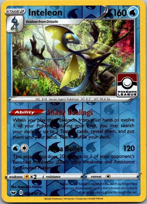 Inteleon (058) Rare Prize Pack Series Cards 058/202 NM