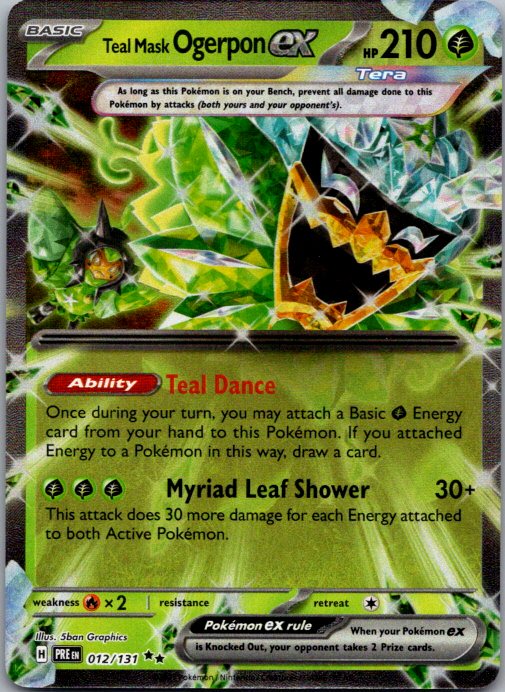 Teal Mask Ogerpon ex Double Rare SV: Prismatic Evolutions 012/131 NM