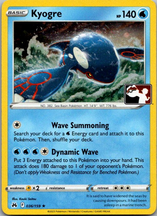 Holo Kyogre Rare Prize Pack Series Cards 036/159 NM