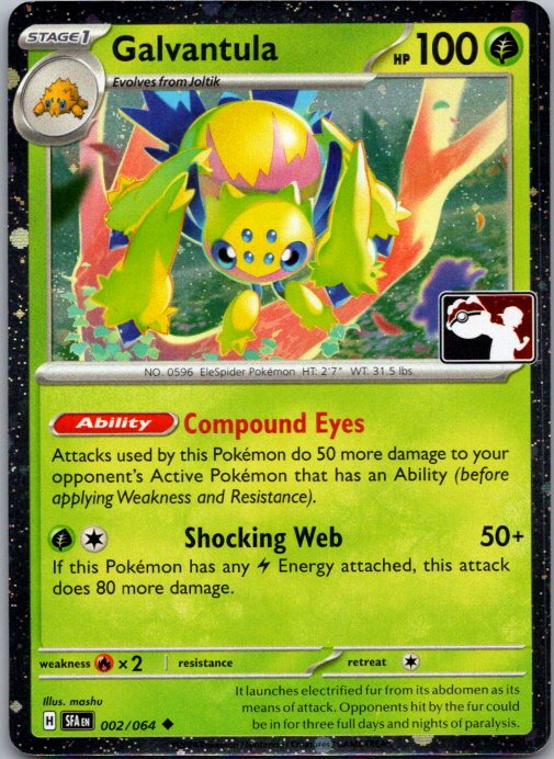 Holo Galvantula Uncommon Prize Pack Series Cards 002/064 NM