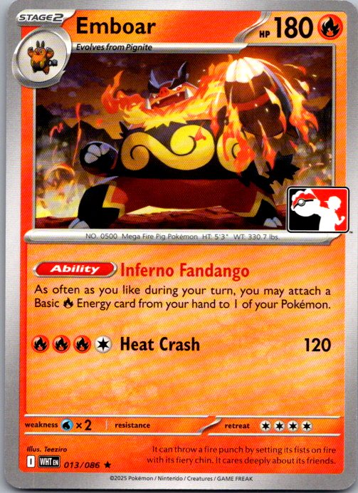 Emboar Rare Prize Pack Series Cards 013/086 NM