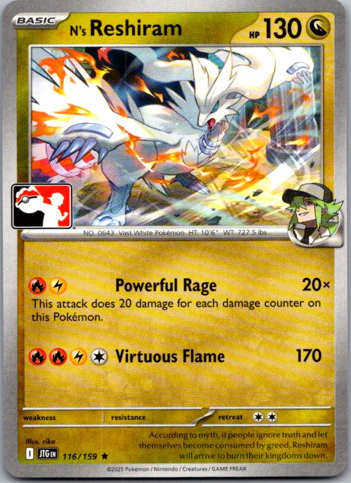 N's Reshiram Rare Prize Pack Series Cards 116/159 NM